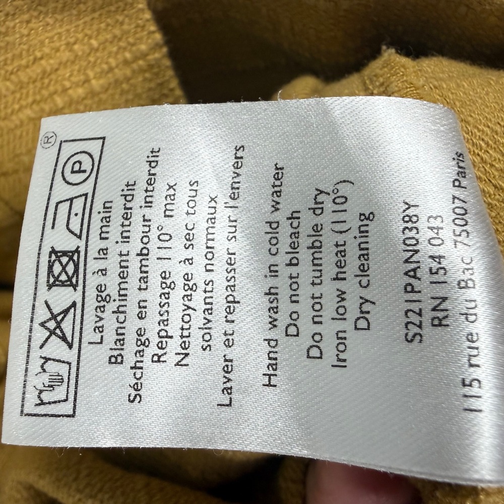 Sezane Wide Leg Pants Women 34 Mustard Yellow Cotton Coastal Boho Paperbag Waist - Picture 9 of 10